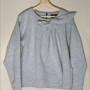 Heather grey top with bow detail